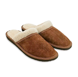 Women's leather slippers with sheep wool