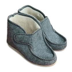 Filcové kotníkové bačkory s ovčí vlnou nízké šedá / Příjemně hřejí a prokrvují