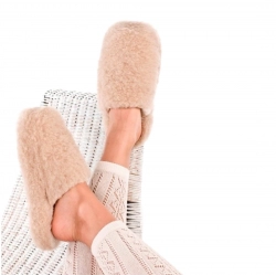 Barefoot TV pantofle Big Foot z ovčí vlny béžová / Uzdravují a zahřívají