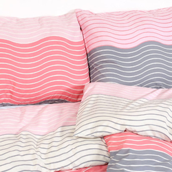 Cotton zippered bedding Grey and Pink Waves / Comfort for every night