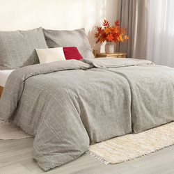 Cotton zippered bedding Brown-Beige Stripes / Comfort for every night