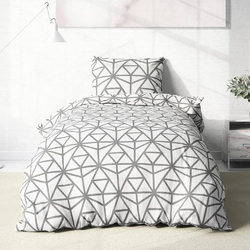 Povlečení na zip z Bavlny šedé geometrické tvary / Pohodlí pro každou noc