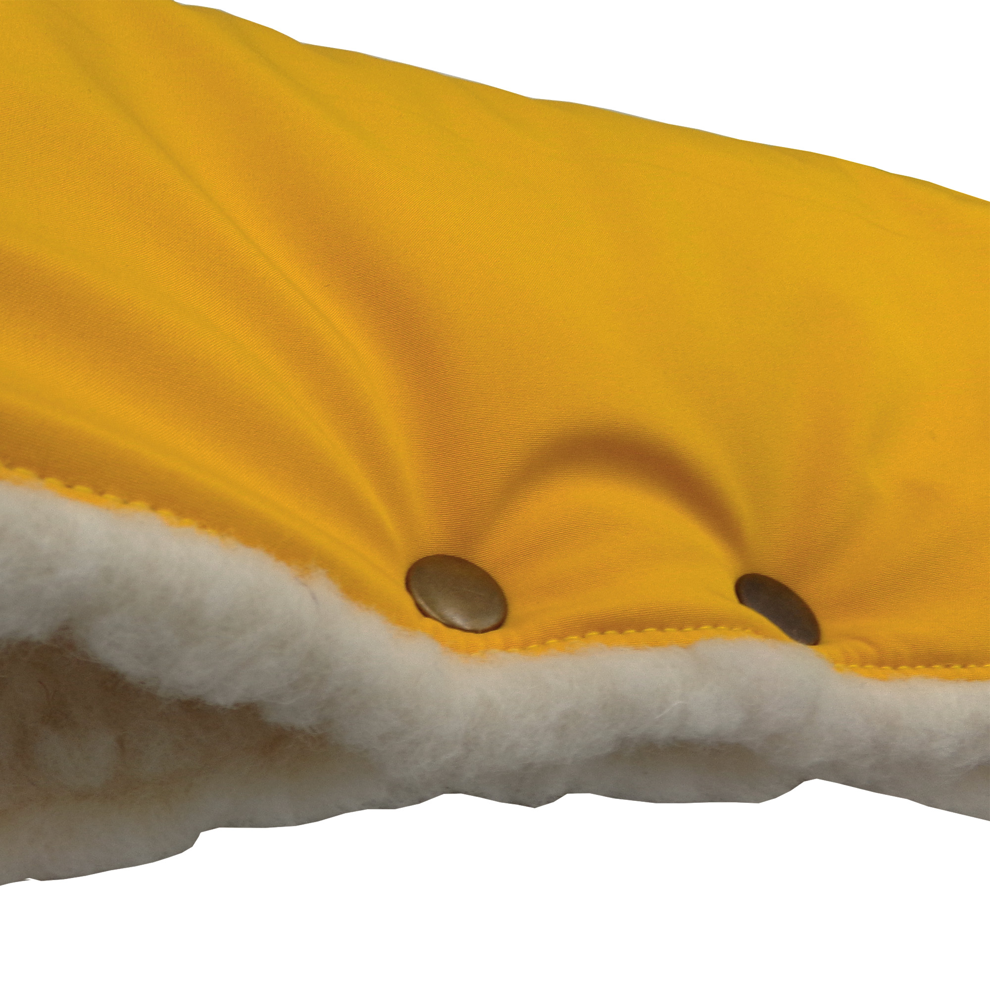 Wasserdichter Muff für den Griff des Kinderwagens aus Schafwolle und Softshell Gelb / Tolle Wärme