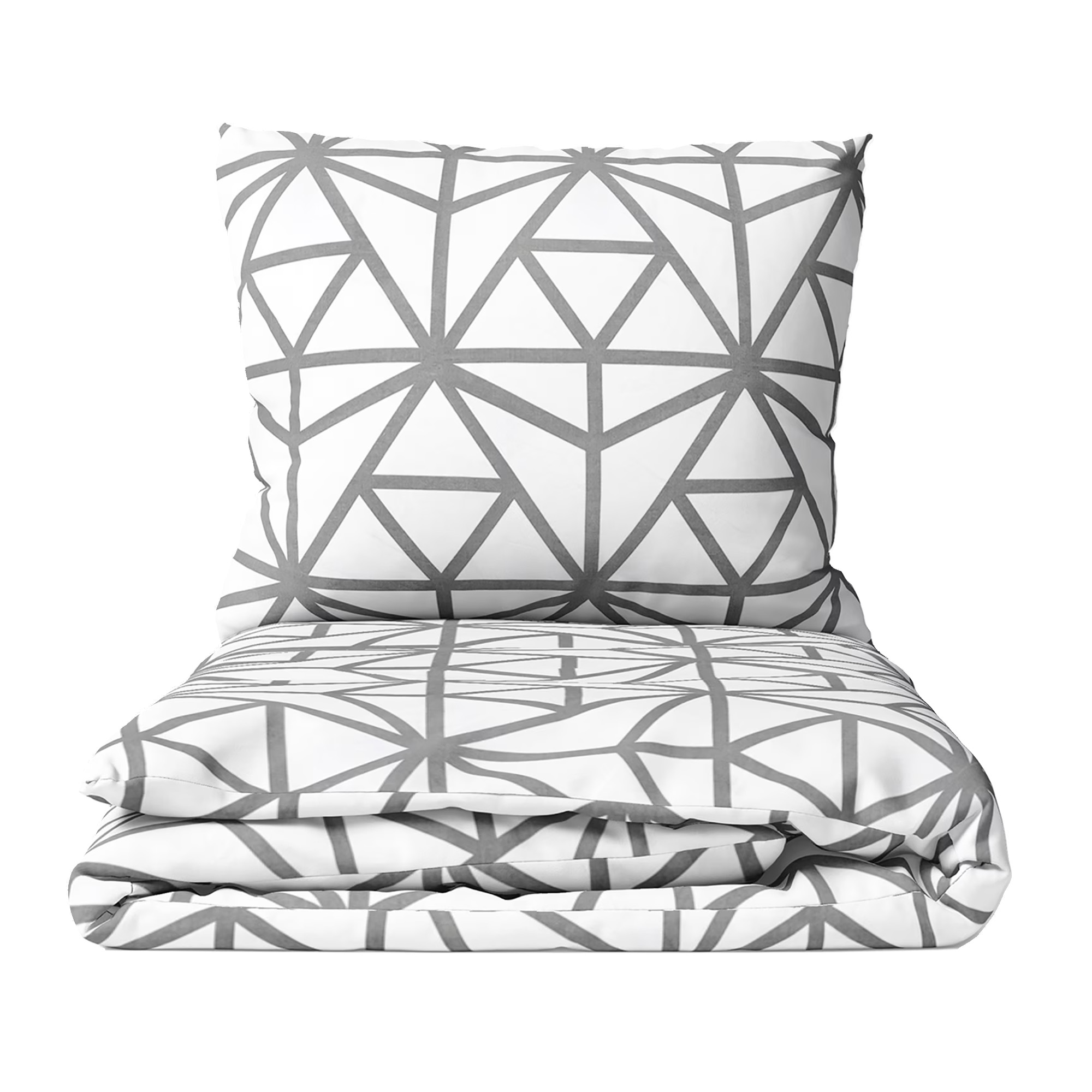 Cotton zippered bedding Grey geometric shapes / Comfort for every night