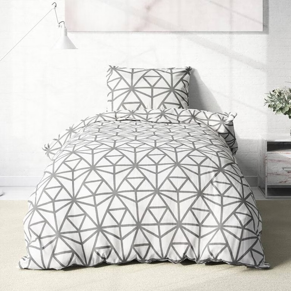 Cotton zippered bedding Gray geometric shapes / Comfort for every night