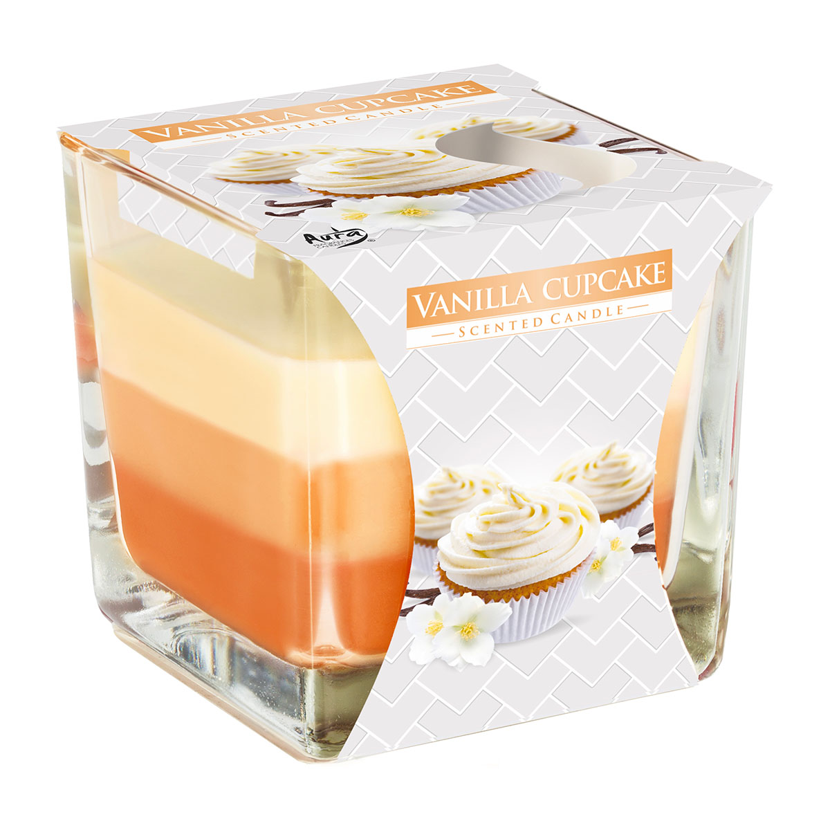 Three-color two-wick scented candle in glass